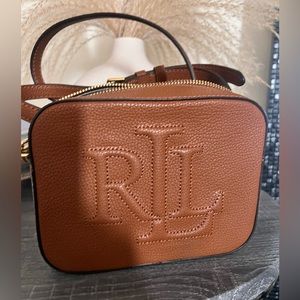 Lauren Ralph Lauren Tan Classic Leather Camera Bag